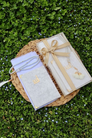 20 Adet Eşarplı Yasin Hediyelik Mevlid Seti Y201 Beyaz Standart