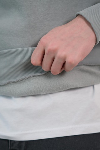 Slimfit Sıfır Yaka Basic 3 İplik Erkek Sweatshirt Açık Gri