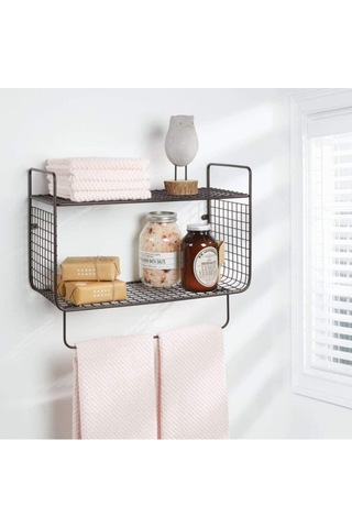 Metal Mutfak Banyo Duvar Rafı Terek Havluluk Wd-102 Siyah