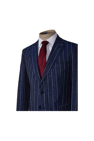 Kalın Çizgi Çift Düğme 6 Drop Slim Erkek Takım Elbise