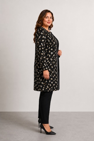 Bihan Store Kadın Büyük Beden Tunik Boy İkili Takım Ceket Ve Bluz - Y26-3988 Siyah