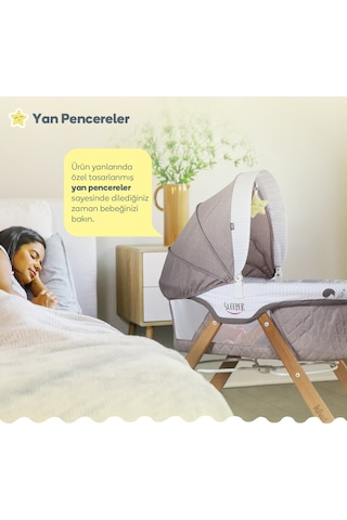 Kiwi Safe & Comfort Sleeper All in One Sallanır Katlanır Ahşap Beşik