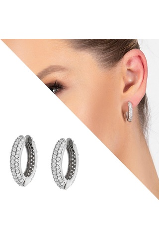 Gümüşhediyeal Starlight Diamond Zirkon Taşlı Maxi Halka Tasarım 925 Ayar Gümüş