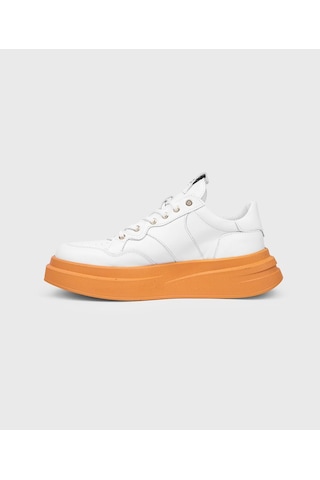 Yüksek Tabanlı Hafif Erkek Deri Sneakers Beyaz