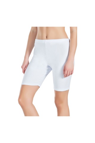 Likralı Battal Kısa Kadın Tayt 412b Beyaz
