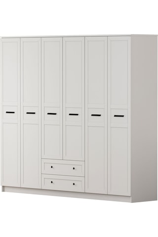 Rabi Mobilya Rumy-s1 Country 6 Kapak 2 Çekmeceli Gardırop