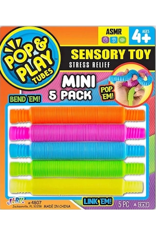 Pop Play Tubes Duyusal Stres Oyuncağı Mini 5li Akordiyon Borular: Bükün, Uzatın, Sesini Dinleyin Eğ
