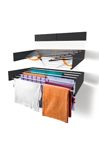 Duvara Monte Patentli Tasarım Kurutmalık Çamaşır Askısı 120 CM Antrasit