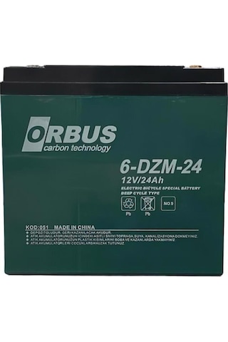Orbus 12v 24ah 6dzm Elektrikli Bisiklet Aküsü