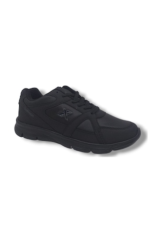 Zerhan Lutton 3555 Unisex Siyah Bağcıklı Yürüyüş Koşu Büyük Numara Spor Ayakkabı 45 46 47 48 Siyah