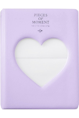 İçi Boş Kalp 64 Cepler Fotoğraf Kitabı Albümü İsim Kartı Tutucu Fujifilm Instax Mini 8 / 7s / 70/25 / 50s / 90 Açık Mor