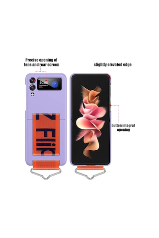 Samsung Galaxy Z Flip 3 Mavi İçin Standlı Silikon Kılıf Diğer
