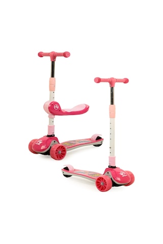 Maxi Taxi Zoomy Oturaklı Işıklı Katlanabilir Scooter Pembe