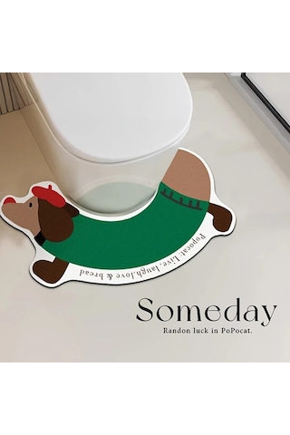 Elmpaly Yeşil Sosis Köpek Banyo Paspası - Kaymaz, Süper Emici Dekoratif Halı Yeşil