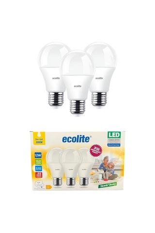Ecolite 12w Led Ampul 3'lü Paket 1521 Lümen, 100w Eşdeğer, E27 Duy, 3000k Sarı Işık, Opal Cam,%88 Sku: Smg8690010167736 Açık Kahverengi