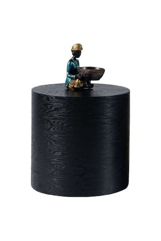 Walnut Ahşap Yan Sehpa Siyah