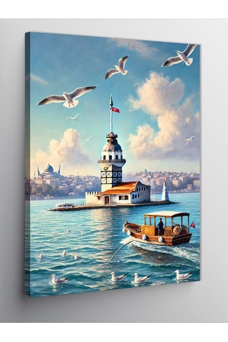 Kanvas Tablo Kız Kulesi Ve Uçan Martılar 70cmx100cm
