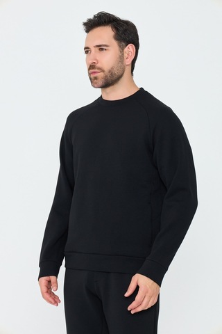 White Stone Siyah Pamuklu Erkek Basic Sweatshirt