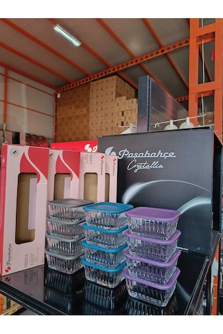 Paşabahçe 950126-12 Li Frezya Saklama Kabı 3 Renkli Şeffaf