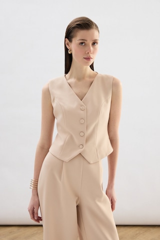 Sateen Klasik Kısa Yelek - Bej-136836 Bej
