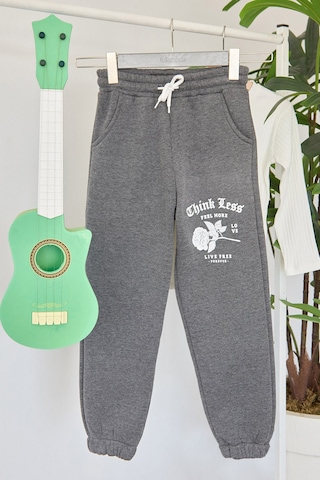 Gül Ve Yazı Baskılı Beli Lastikli Kız Çocuk Eşofman Altı 26kcck7376130431-antrasit Antrasit