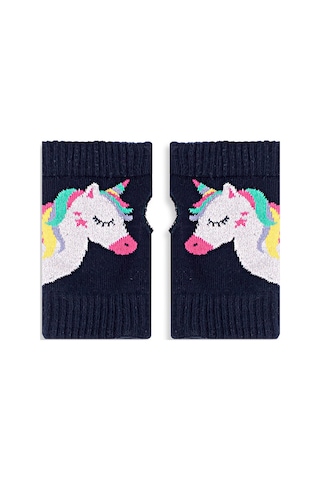 Denokids Unicorn Kız Çocuk Parmaksız Eldiven Çok Renkli