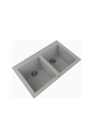 Polex Cristalüx Granit Evye P-2XLN Gri 2 Hazneli Tezgah Altı Ve Tezgah Üstü Mutfak Evyesi 80.5x51.5 CM