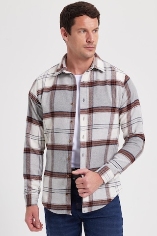 Tudors Erkek Slim Fit Dar Kesim Kareli Kışlık Oduncu Gömlek-42342 Gri