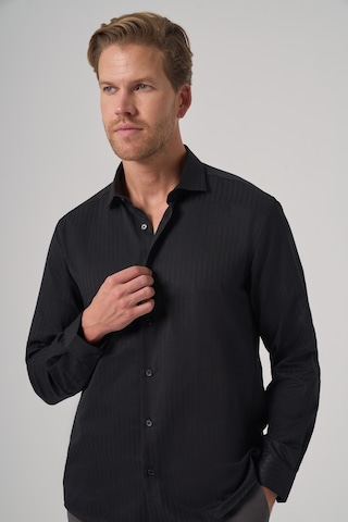 Morven Erkek Siyah Trend Slim Fit İtalyan Yaka Gömlek 25mc004068001 Siyah Siyah