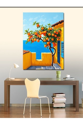 Kanvas Tablo Portakal Ağacı Ve Akdeniz 50cmx70cm