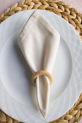 6 Adet Naturel Keten Servis Sunum Peçetesi Krem