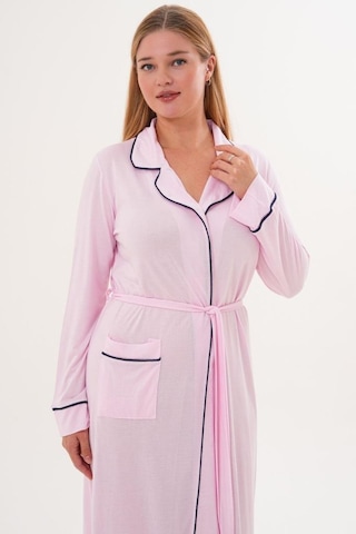 Mecit Pijama Mecit 6309 Pembe Kadın Uzun Sabahlık Pembe