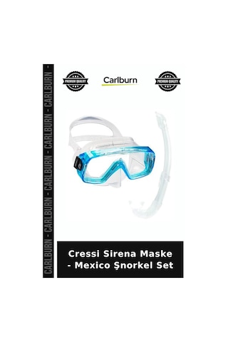 Özel Seri Cressi Sirena Maske - Mexico Şnorkel Set Gezi Eşyası Kamp Malzemesi Yüzücü Ekipmanı Clear - Aquamarıne