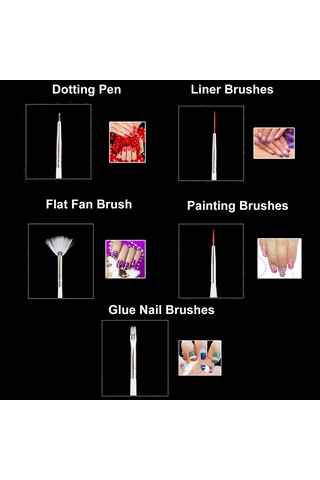 Yifomall 15'li Profesyonel Tırnak Fırçası Seti - Manikür Ve Nail Art İçin Çok Amaçlı Fırçalar, Beyaz Saplı