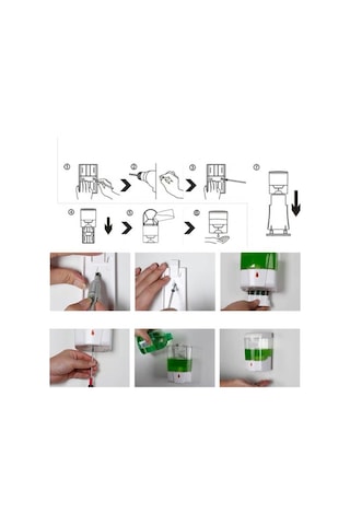 Novahub 700ml Temassız Duvar Montaj Sabunluk, Şeffaf Abs, Pil Dahil Değil, Beyaz Beyaz