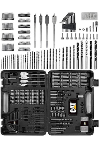 Cat Dx12set 18volt/2.0ah Li-ion Çift Akülü Kömürsüz Profesyonel Şarjlı Darbeli Matkap + Da01903 201 Parça Delme/vidalama Uç Seti