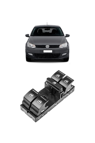 Volkswagen Polo 6r 2010-2013 Uyumlu Ön Sol Kapı Dörtlü Cam Açma Düğmesi Siyah 1k4959857