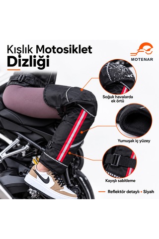 Motenar Kışlık Motosiklet Dizliği Reflektör Detaylı Siyah