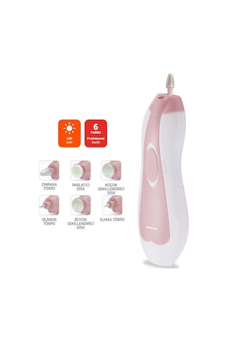 Pbs801 Işıklı 6 Başlıklı Manikür Pedikür Seti Pembe