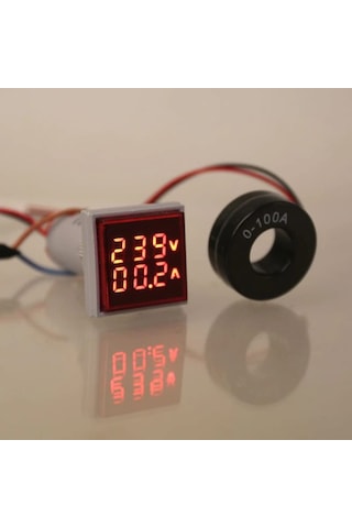 Ac 20-500v 100a Kare Dijital Voltmetre Ampermetre 220v Kırmızı Panel Montaj Led Gösterge Ekran Elektrik Voltaj Akım
