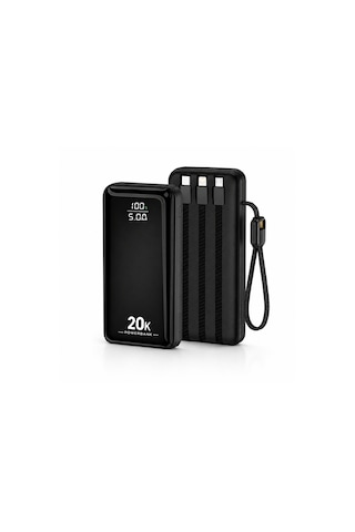 Hepu Hp-ap09 20.000 Mah 22.5w Hızlı Şarj Powerbank Entegre Kablolu Dijital Göstergeli