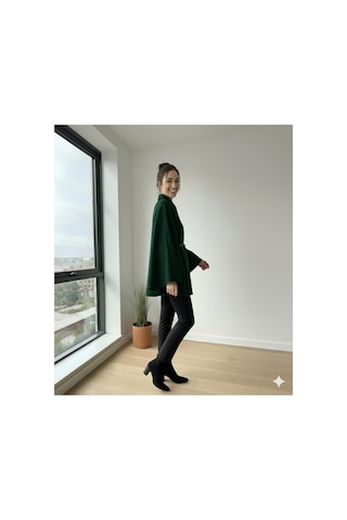 Unika Boutique Kadın Yeni Sezon Kemerli Panço Yeşil