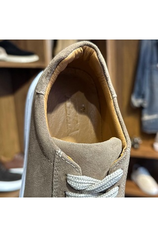 Alza %100 Hakiki Deri Erkek Sneaker Günlük Rahat Ve Şık Ayakkabı - Bej Süet