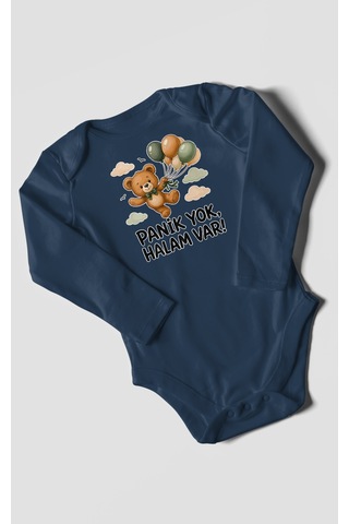 Morivokids Panik Yok, Halam Var Uzun Kollu Çıtçıtlı Bebek Body Lacivert