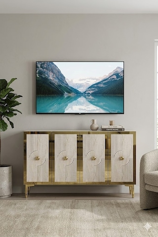 Ka1216btg Pega Konsol Ve Tv Sehpası Beyaz-traverten-gold 120cm