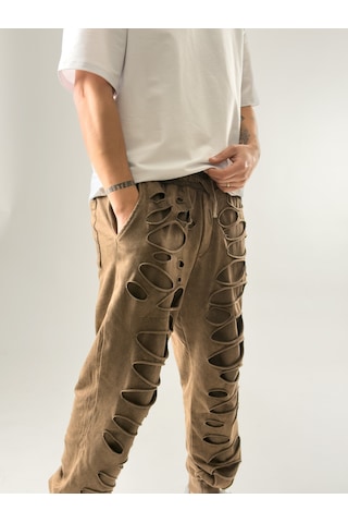 Cocopelli Street Yıkamalı Kahverengi Erkek Tasarım Baggy Pantolon Coc2647 Kahverengi
