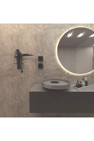Decorev Dc-5119 Dekoratik Siyah Yapıştırmalı Fön Banyo Metal Saç