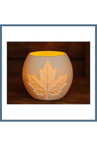 Buradabulabilirsin 3d Baskı Akçaağaç Yaprağı Kabartmalı Tealight Mumluk Dekoratif Sonbahar Feneri Şamdan Masa Süsü Bbz Çok Renkli
