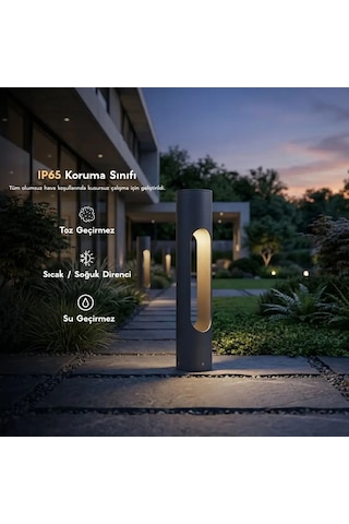 FoneLight Velora 50 cm LED Bahçe Aydınlatma Direği Antrasit Alüminyum IP65 Peyzaj Yürüyüş Yolu Aydınlatması 3000K
