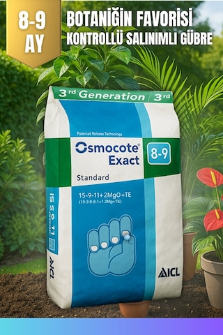 Osmocote Exact Standard 15-9-11 + 2mgo + Te 8-9 Ay Kontrollü Salınımlı Gübre 50 Gram 50 Gr